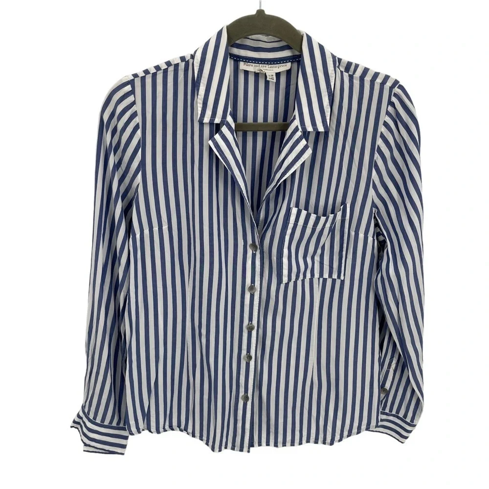 Anthropologie Blue and White Striped Blouse - Picture 2 of 10